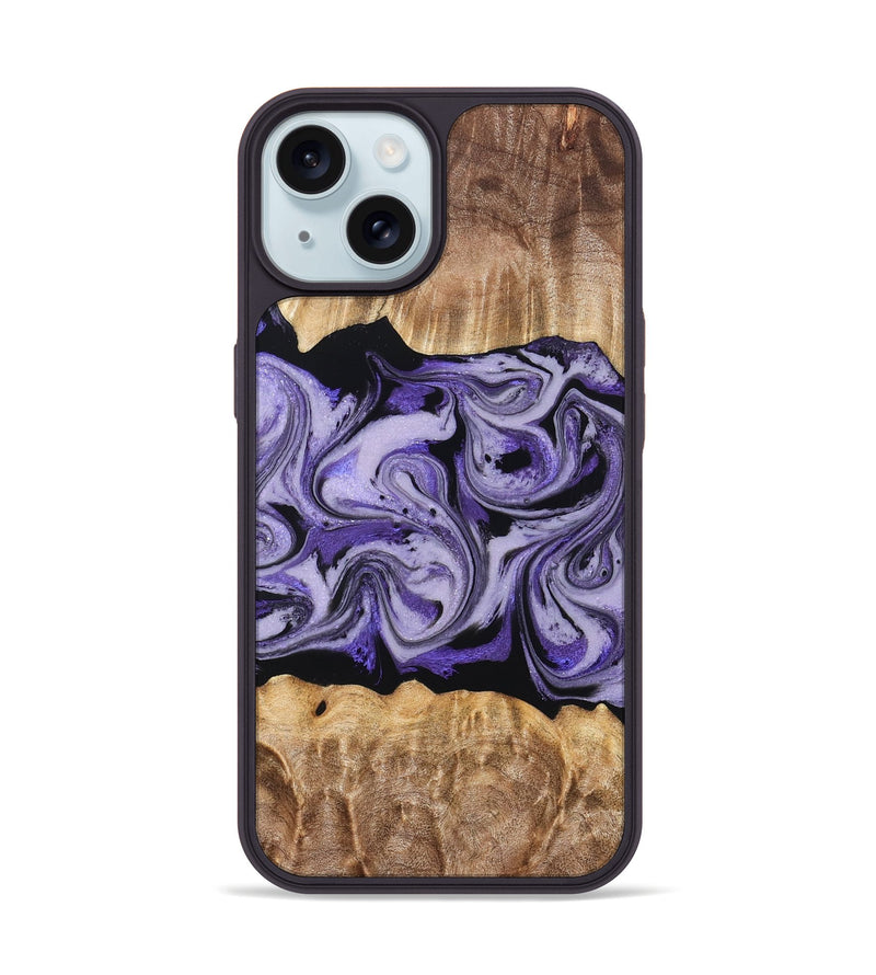 iPhone 15 Wood Phone Case - Yuridia (Purple, 831478)