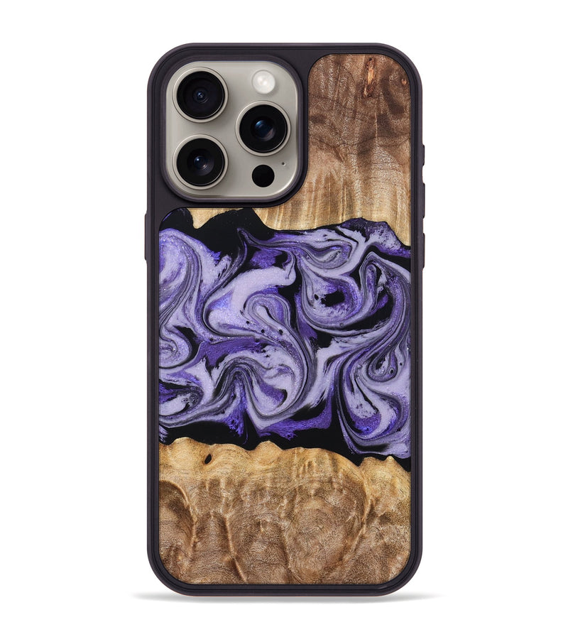 iPhone 15 Pro Max Wood Phone Case - Yuridia (Purple, 831478)