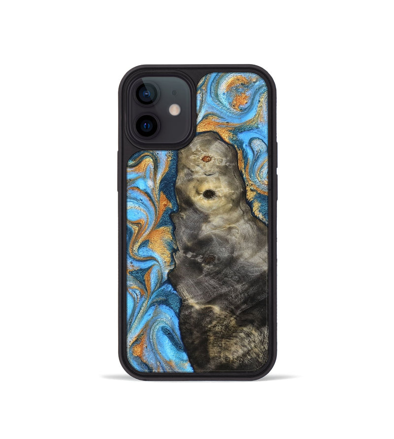 iPhone 12 mini Wood Phone Case - Ike (Teal & Gold, 831481)