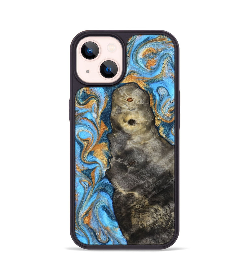 iPhone 14 Wood Phone Case - Ike (Teal & Gold, 831481)