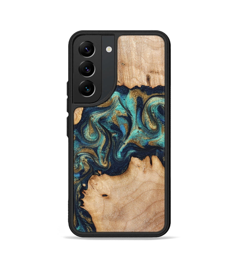 Galaxy S22 Wood Phone Case - Waldo (Teal & Gold, 831482)