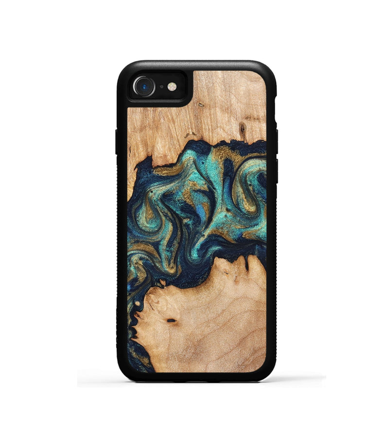 iPhone SE Wood Phone Case - Waldo (Teal & Gold, 831482)