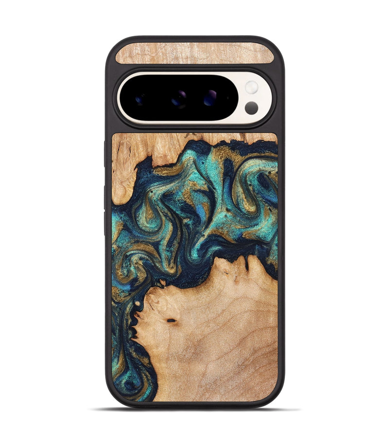 Pixel 9 Wood Phone Case - Waldo (Teal & Gold, 831482)