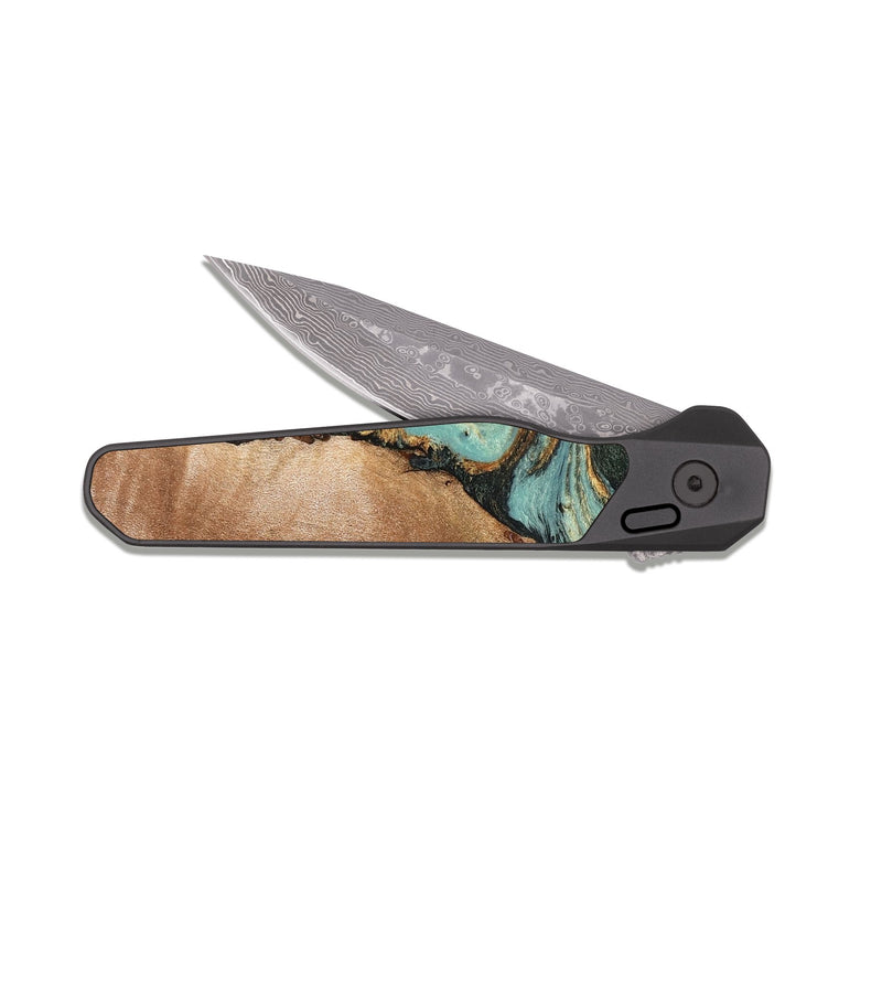 EDC Dark Damascus Wood Pocket Knife - Emmit (Green, 831485)