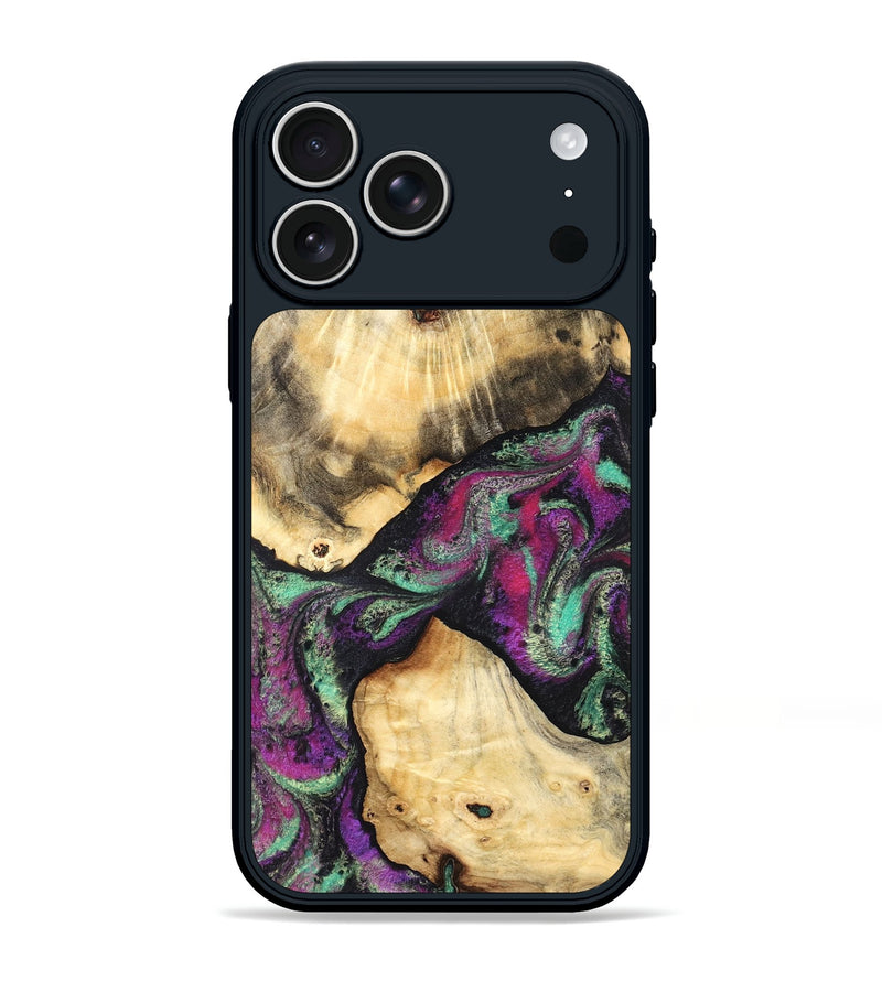 iPhone 17 Pro Max Wood Phone Case - Pansy (Purple, 831487)