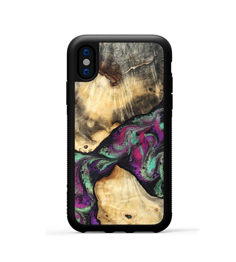 iPhone Xs Wood Phone Case - Pansy (Purple, 831487)