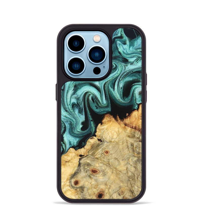 iPhone 14 Pro Wood Phone Case - Fisher (Green, 831490)