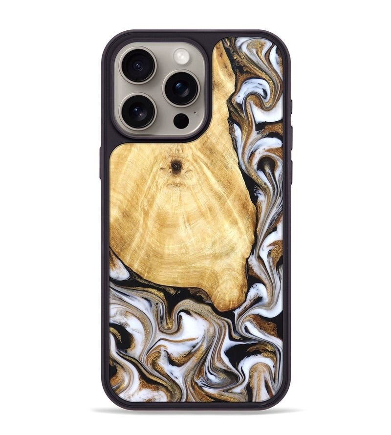 iPhone 15 Pro Max Wood Phone Case - Jasmine (Black & White, 831494)
