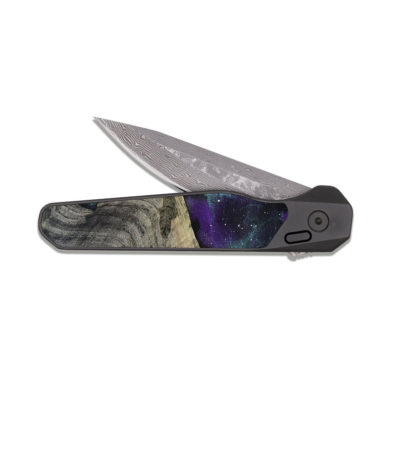 EDC Dark Damascus Wood Pocket Knife - Jan (Cosmos, 831497)