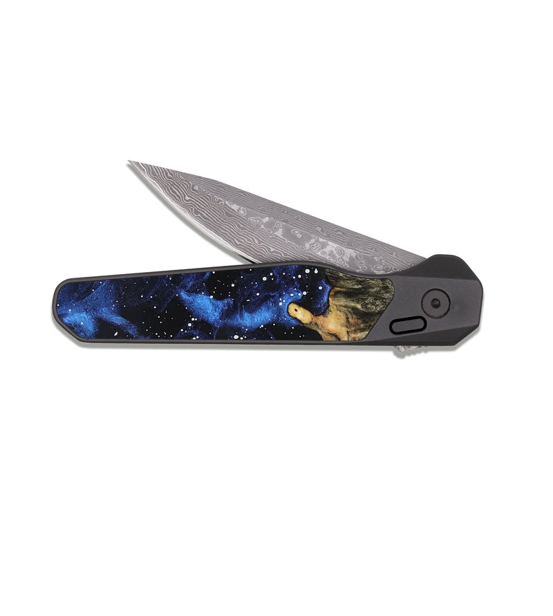 EDC Dark Damascus Wood Pocket Knife - Naima (Cosmos, 831504)