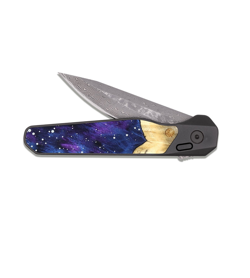 EDC Dark Damascus Wood Pocket Knife - Johnnie (Cosmos, 831507)