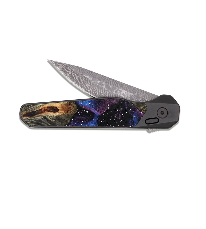 EDC Dark Damascus Wood Pocket Knife - Malaki (Cosmos, 831514)
