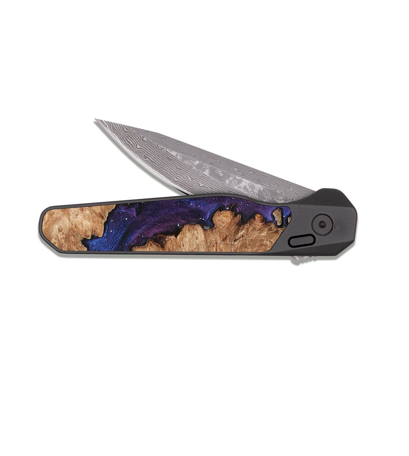 EDC Dark Damascus Wood Pocket Knife - Maudie (Cosmos, 831516)