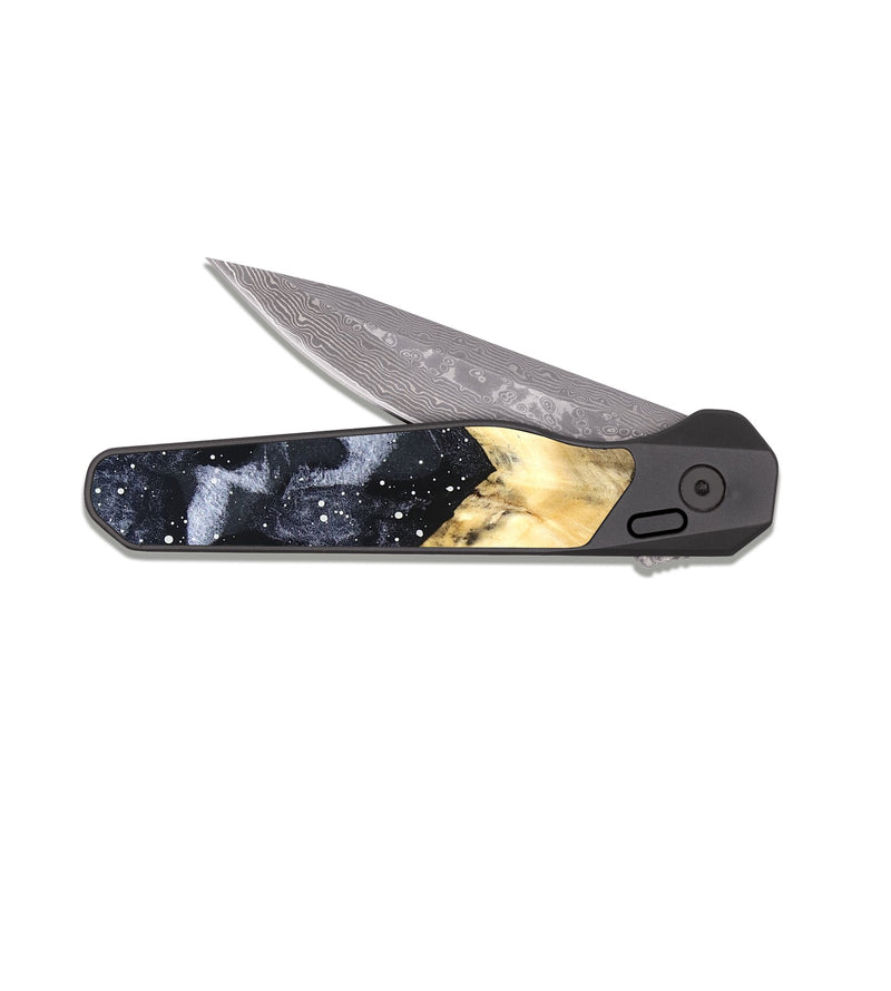 EDC Dark Damascus Wood Pocket Knife - Alitzel (Cosmos, 831519)