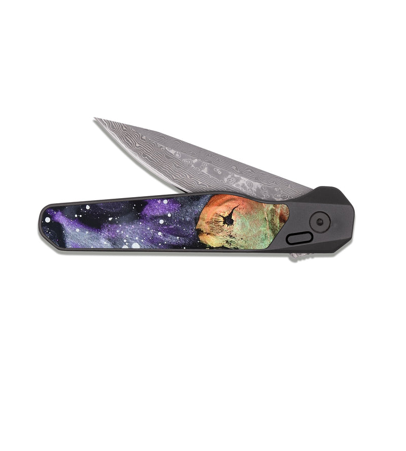EDC Dark Damascus Wood Pocket Knife - Cassie (Cosmos, 831523)