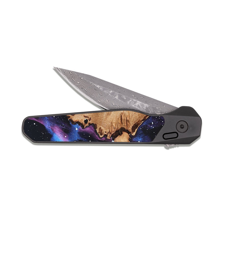 EDC Dark Damascus Wood Pocket Knife - Doretha (Cosmos, 831530)