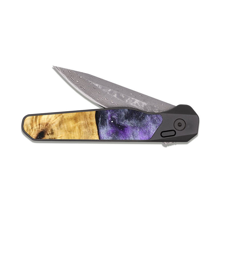 EDC Dark Damascus Wood Pocket Knife - Adeline (Cosmos, 831533)