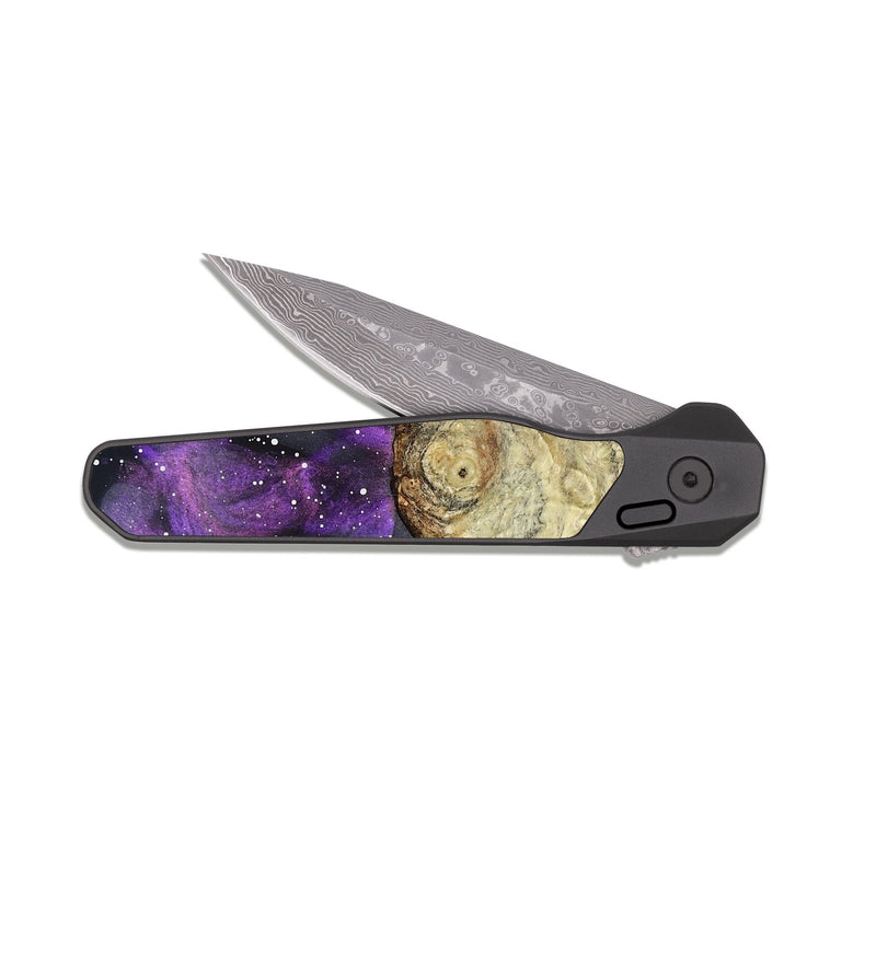 EDC Dark Damascus Wood Pocket Knife - Ryatt (Cosmos, 831535)