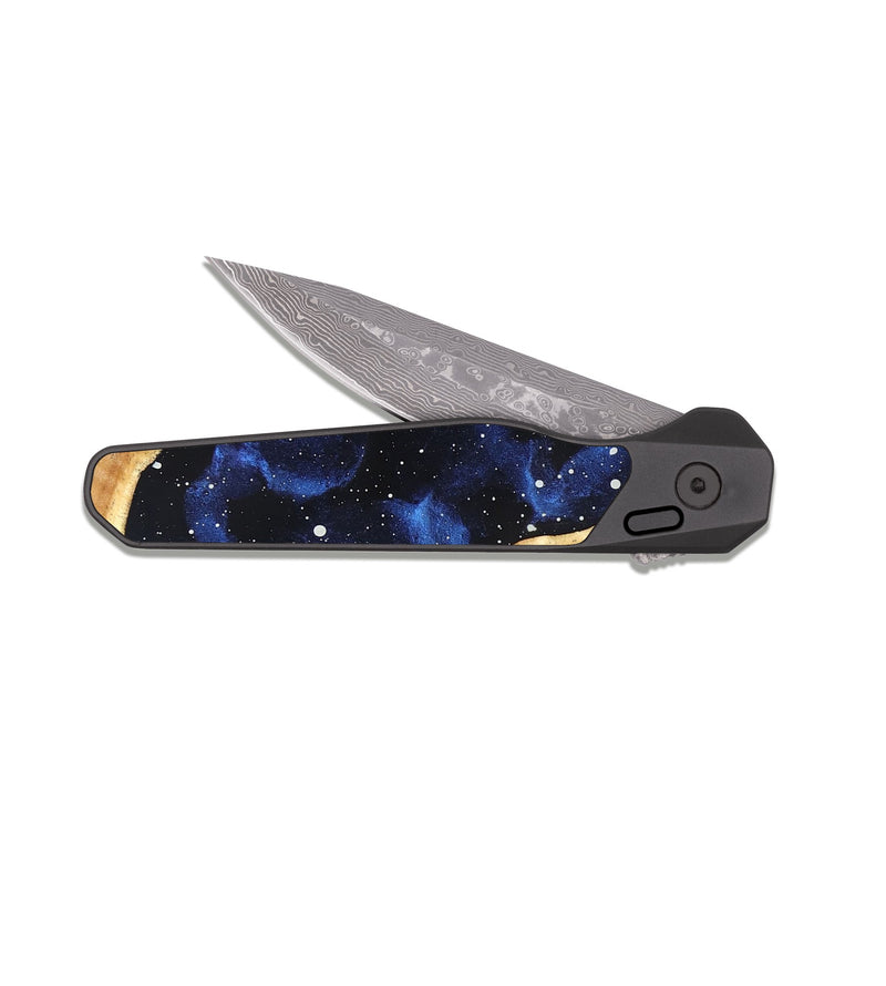 EDC Dark Damascus Wood Pocket Knife - Jaelyn (Cosmos, 831544)