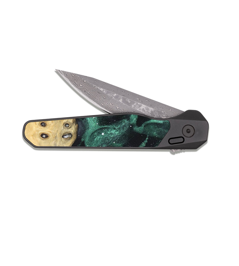 EDC Dark Damascus Wood Pocket Knife - Yahaira (Cosmos, 831566)
