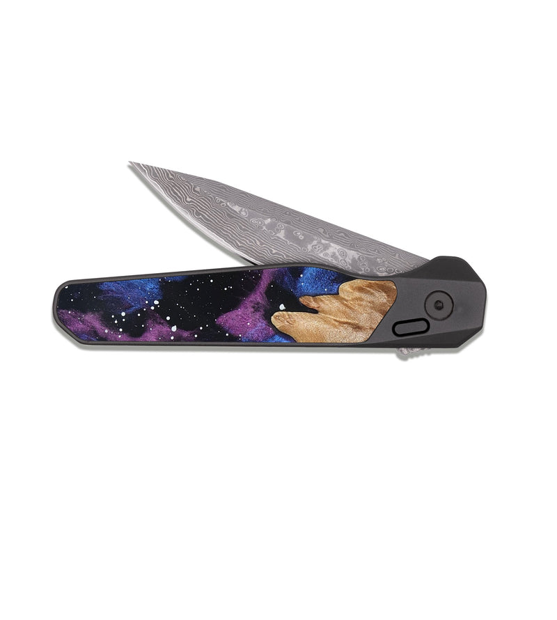 EDC Dark Damascus Wood Pocket Knife - Stevie (Cosmos, 831567)