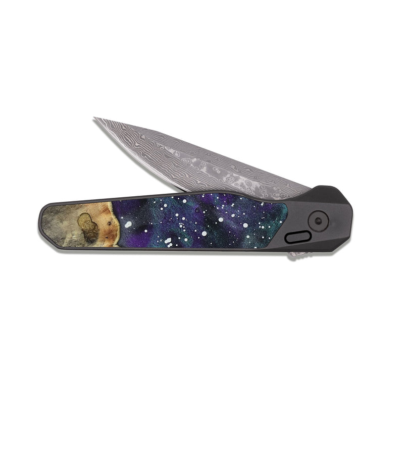EDC Dark Damascus Wood Pocket Knife - Lynne (Cosmos, 831572)