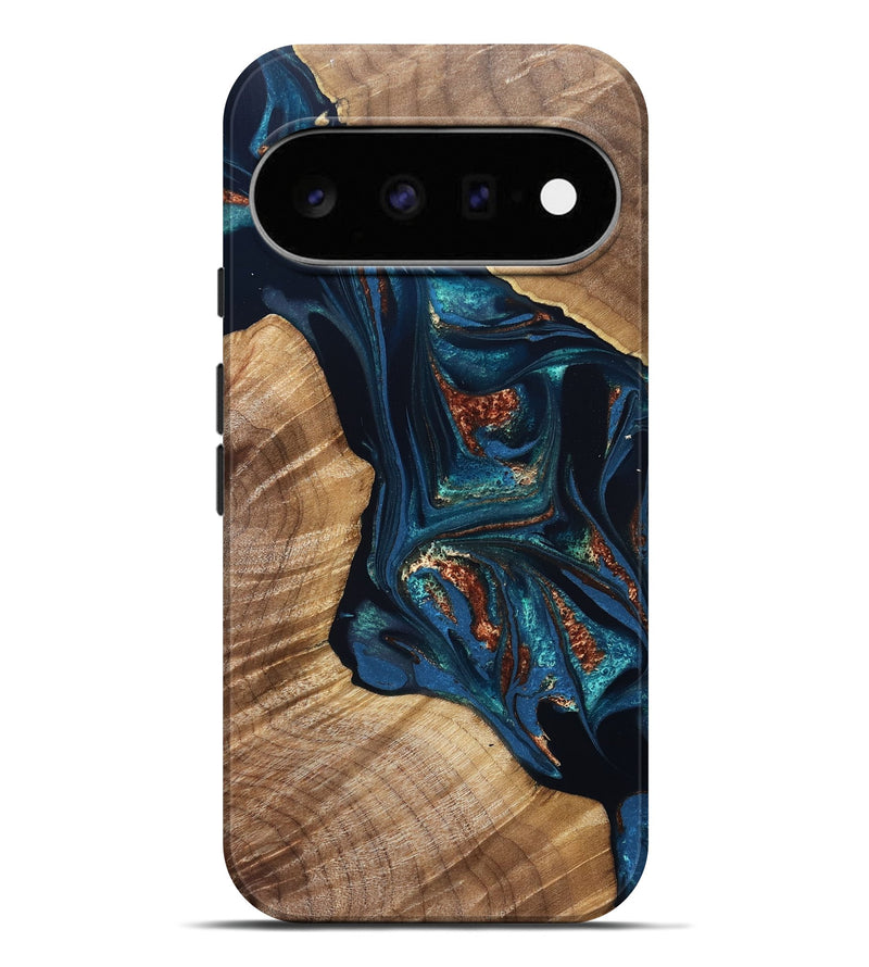 Pixel 11 Pro XL Wood Live Edge Phone Case - Lloyd (Teal & Gold, 831588)