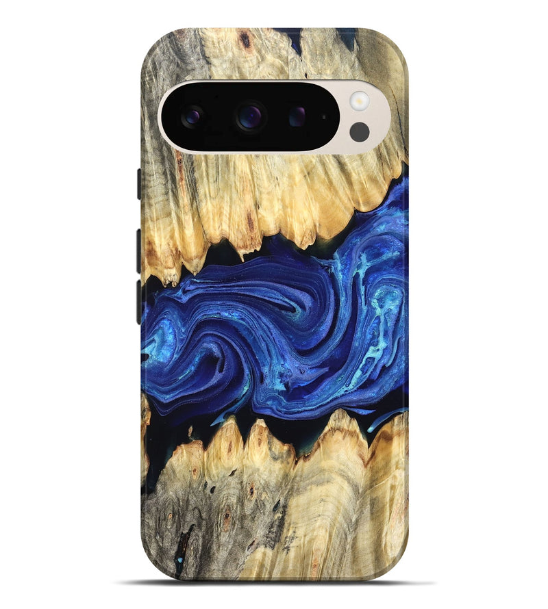 Pixel 9 Pro XL Wood Live Edge Phone Case - Yvette (Blue, 831594)