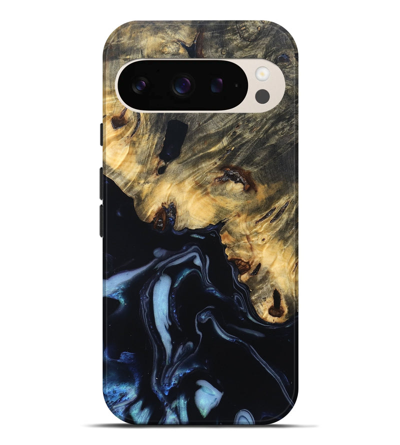 Pixel 9 Pro XL Wood Live Edge Phone Case - Jeanie (Blue, 831599)