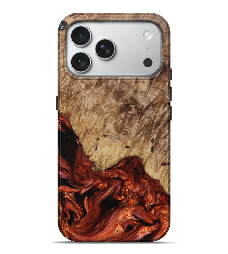 iPhone 18 Pro Max Wood Live Edge Phone Case - Haskell (Red, 831604)