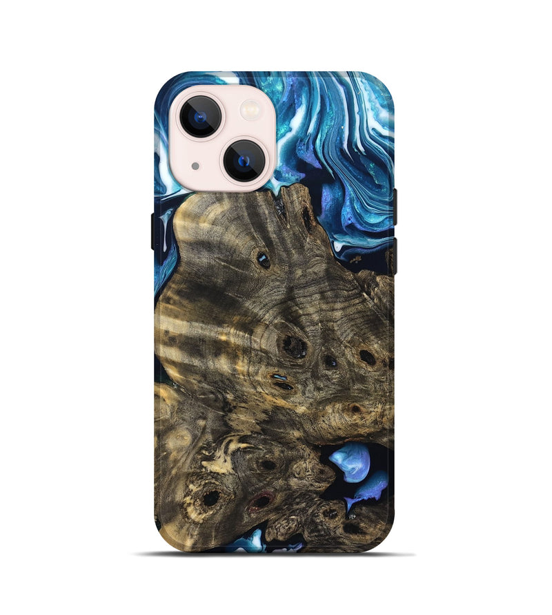 iPhone 13 mini Wood Live Edge Phone Case - Fabiola (Blue, 831606)