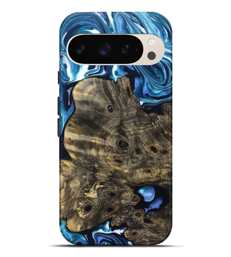 Pixel 9 Pro XL Wood Live Edge Phone Case - Fabiola (Blue, 831606)
