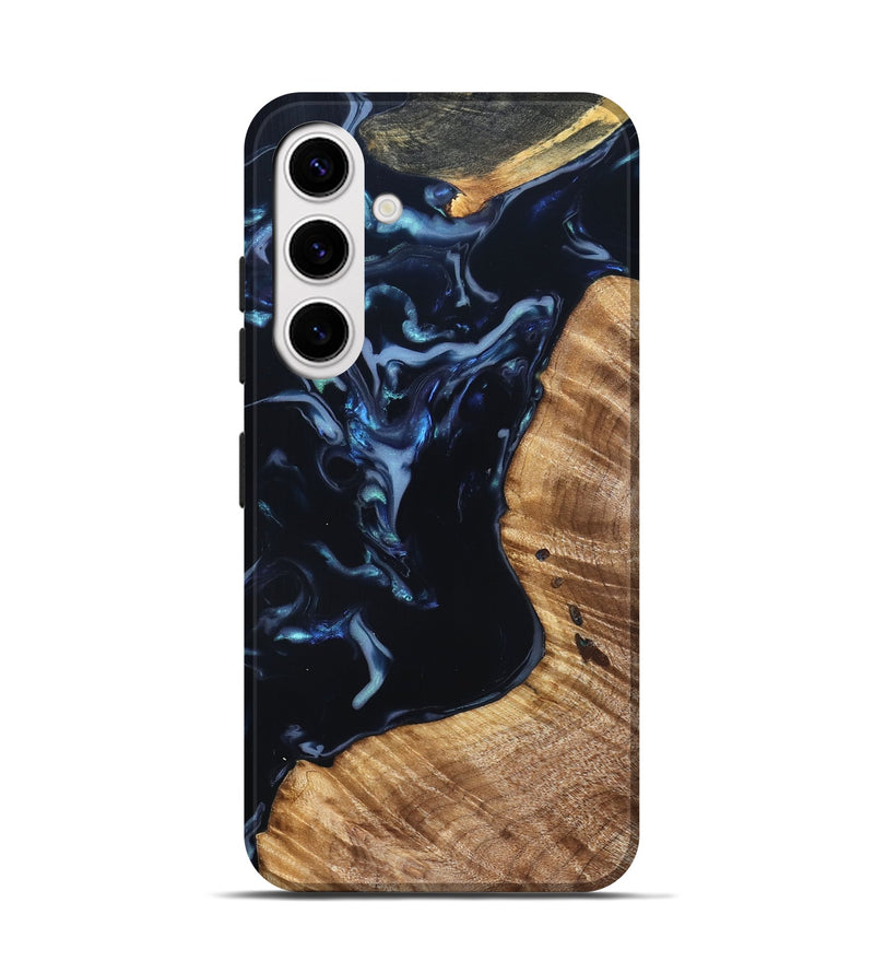 Galaxy S25 Wood Live Edge Phone Case - Rebeca (Blue, 831616)