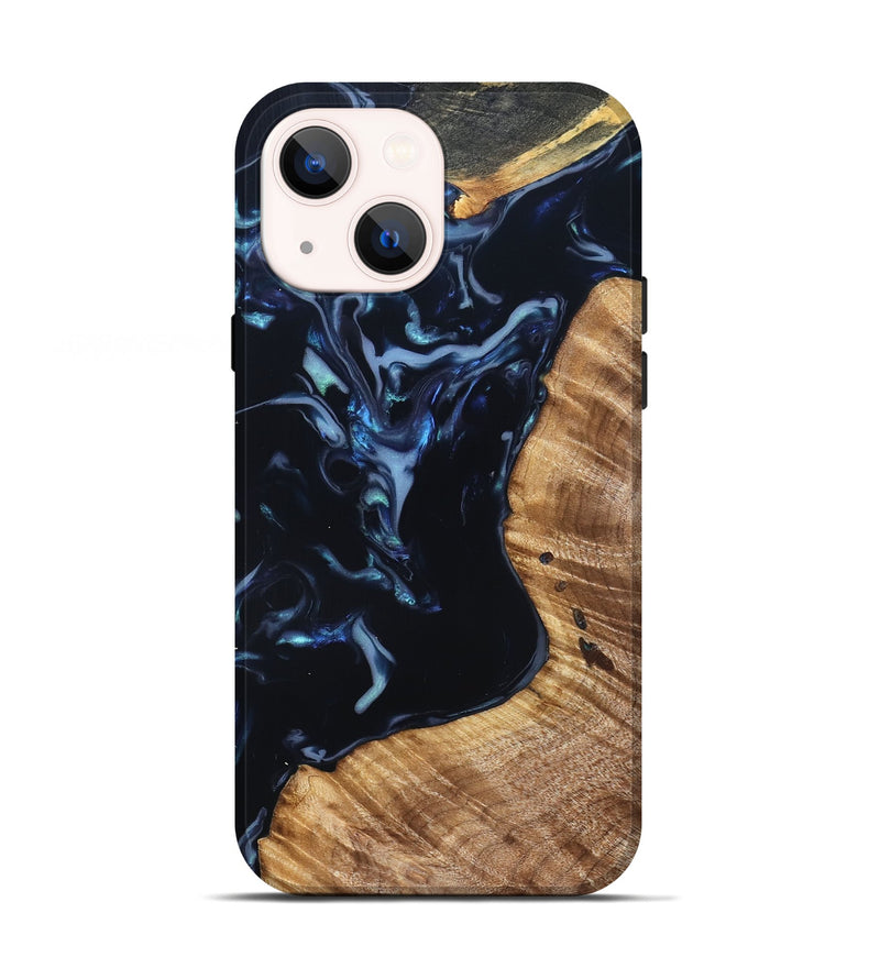 iPhone 13 Wood Live Edge Phone Case - Rebeca (Blue, 831616)