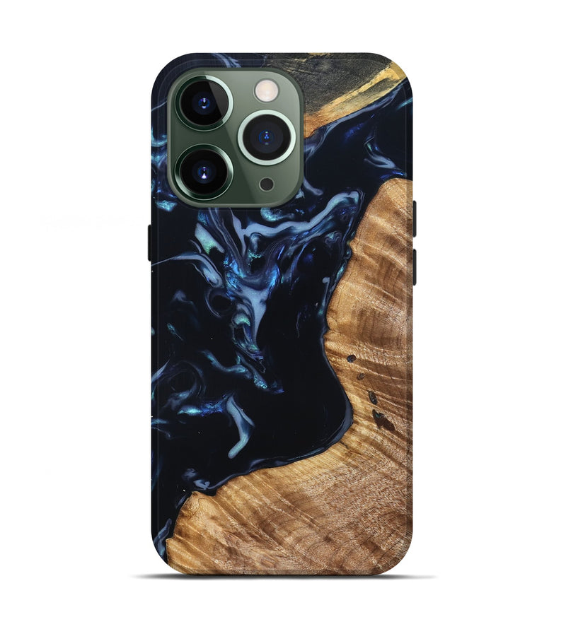 iPhone 13 Pro Wood Live Edge Phone Case - Rebeca (Blue, 831616)