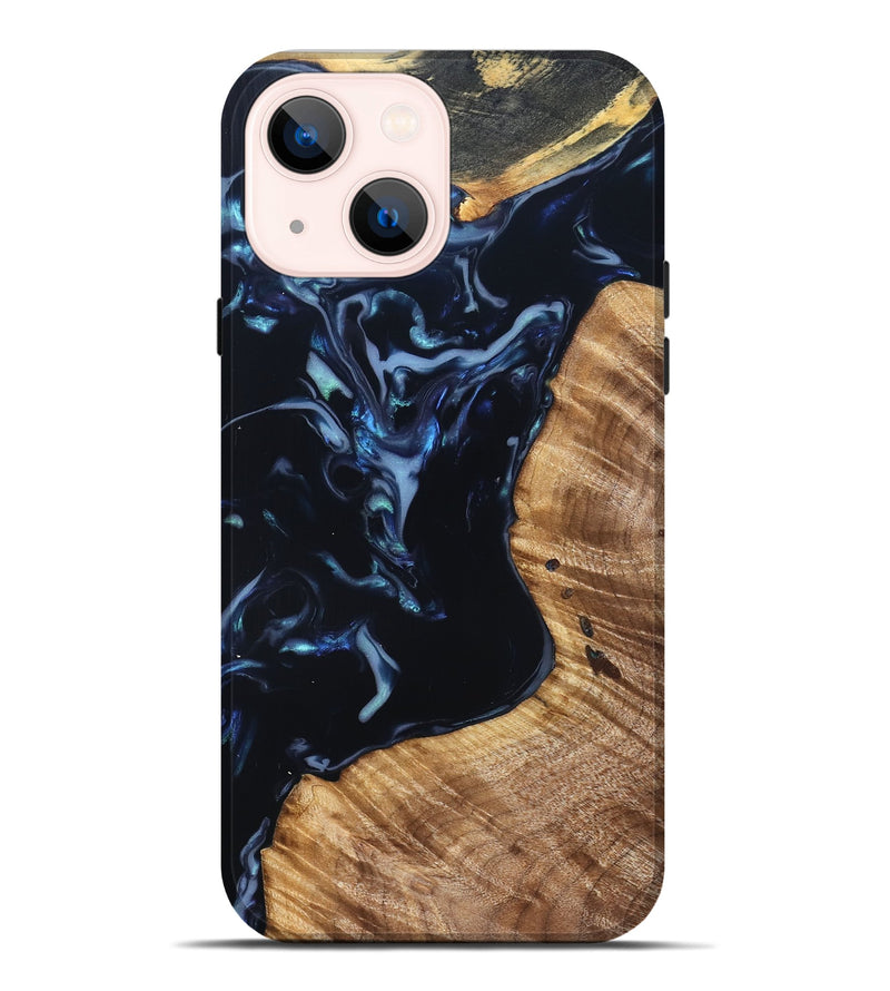 iPhone 14 Plus Wood Live Edge Phone Case - Rebeca (Blue, 831616)