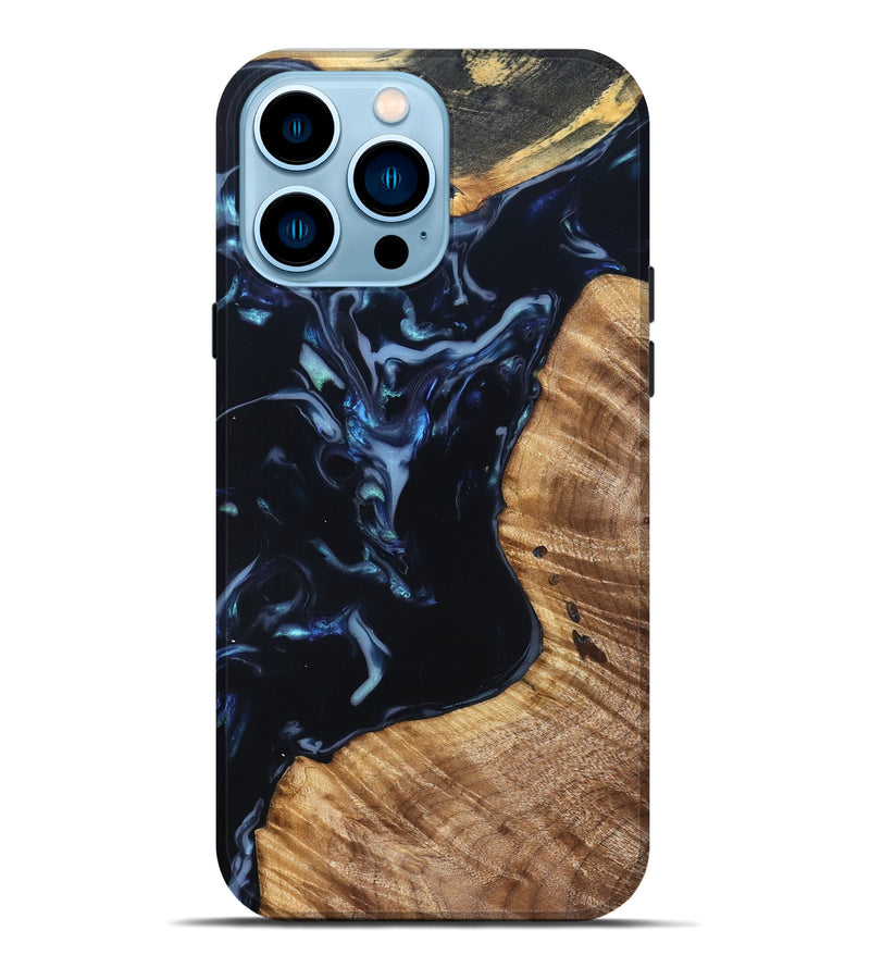 iPhone 14 Pro Max Wood Live Edge Phone Case - Rebeca (Blue, 831616)