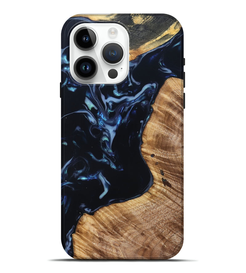iPhone 15 Pro Max Wood Live Edge Phone Case - Rebeca (Blue, 831616)