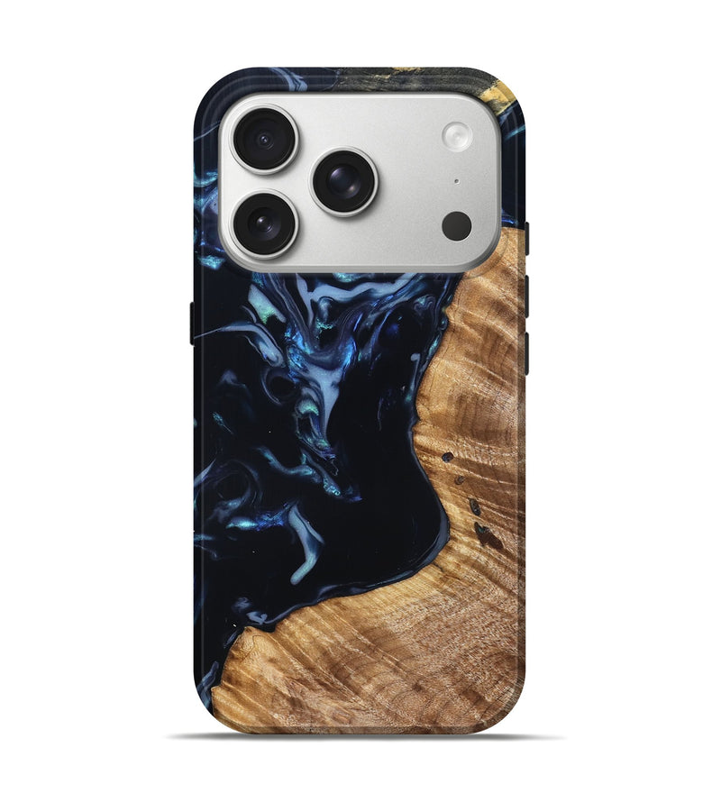 iPhone 17 Pro Wood Live Edge Phone Case - Rebeca (Blue, 831616)