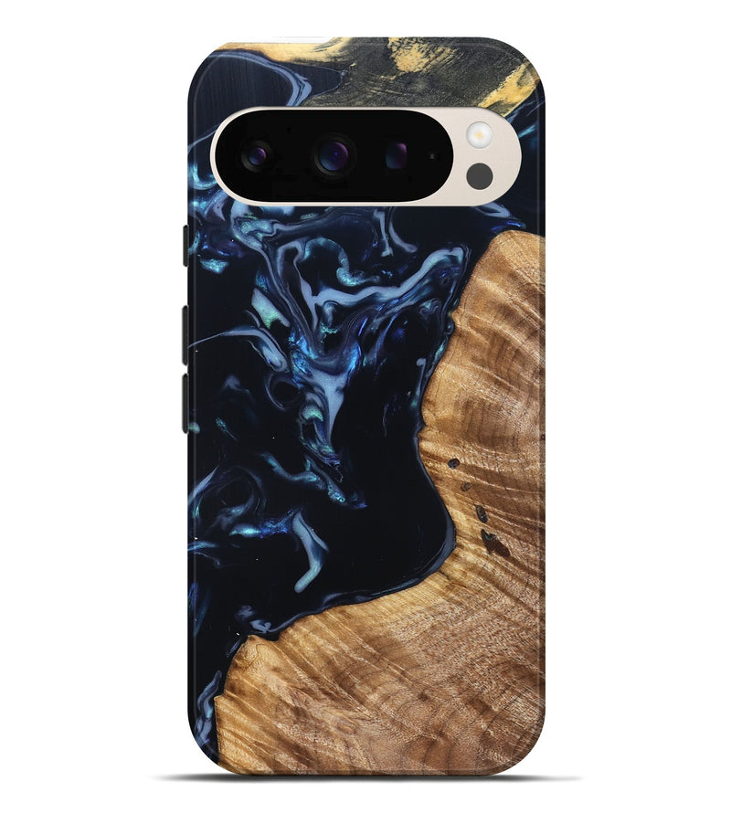 Pixel 10 Pro XL Wood Live Edge Phone Case - Rebeca (Blue, 831616)