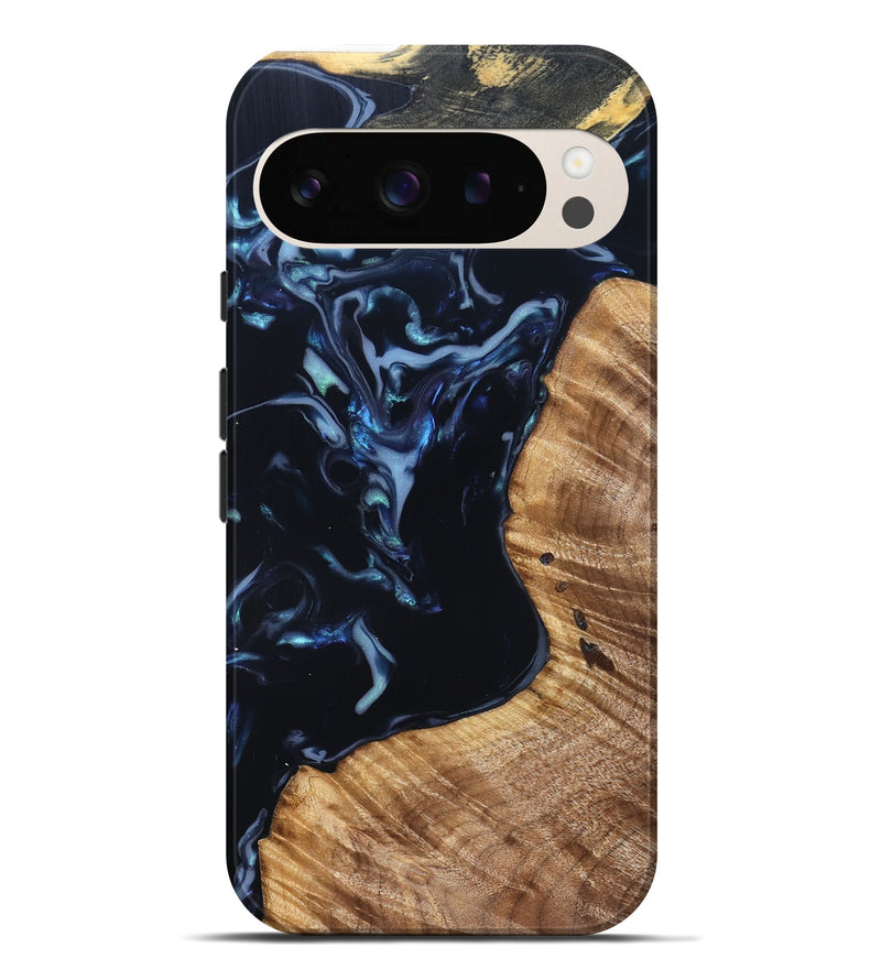 Pixel 9 Pro XL Wood Live Edge Phone Case - Rebeca (Blue, 831616)