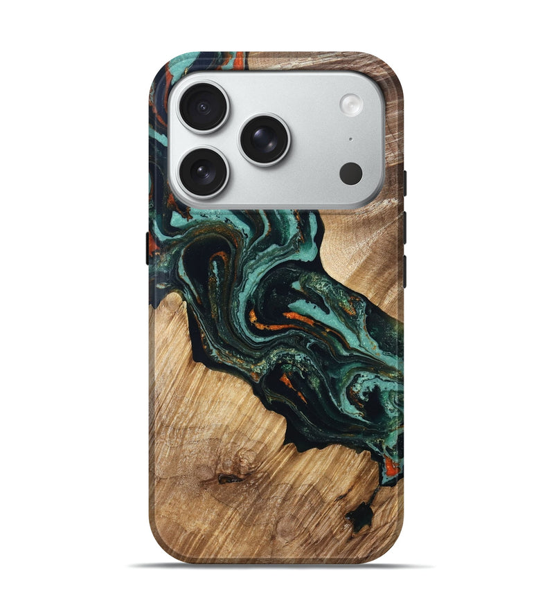 iPhone 18 Pro Wood Live Edge Phone Case - Jacoby (Green, 831617)