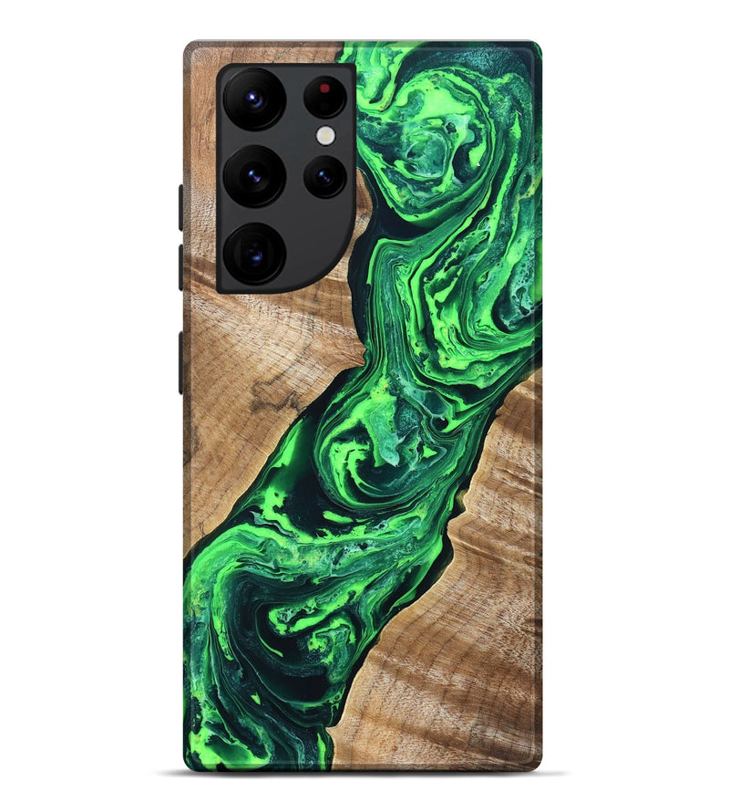 Galaxy S22 Ultra Wood Live Edge Phone Case - Tobe (Green, 831620)