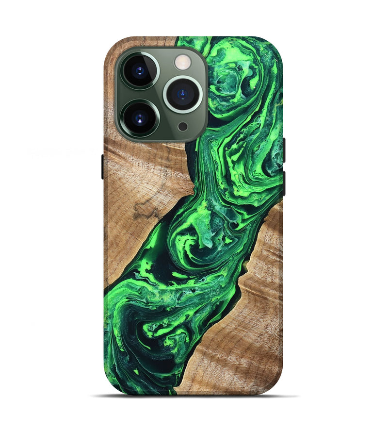 iPhone 13 Pro Wood Live Edge Phone Case - Tobe (Green, 831620)