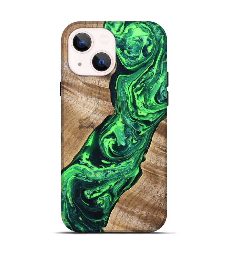iPhone 14 Wood Live Edge Phone Case - Tobe (Green, 831620)