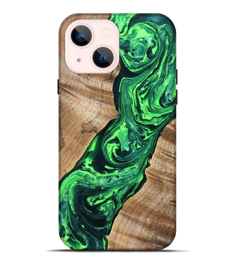iPhone 14 Plus Wood Live Edge Phone Case - Tobe (Green, 831620)