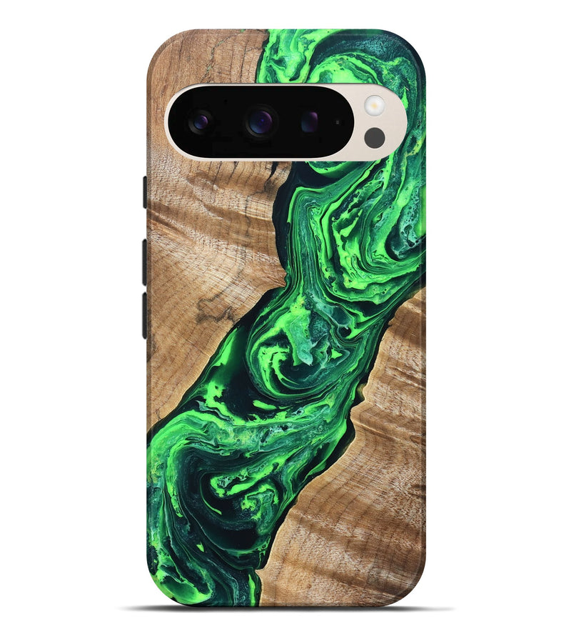 Pixel 10 Pro XL Wood Live Edge Phone Case - Tobe (Green, 831620)