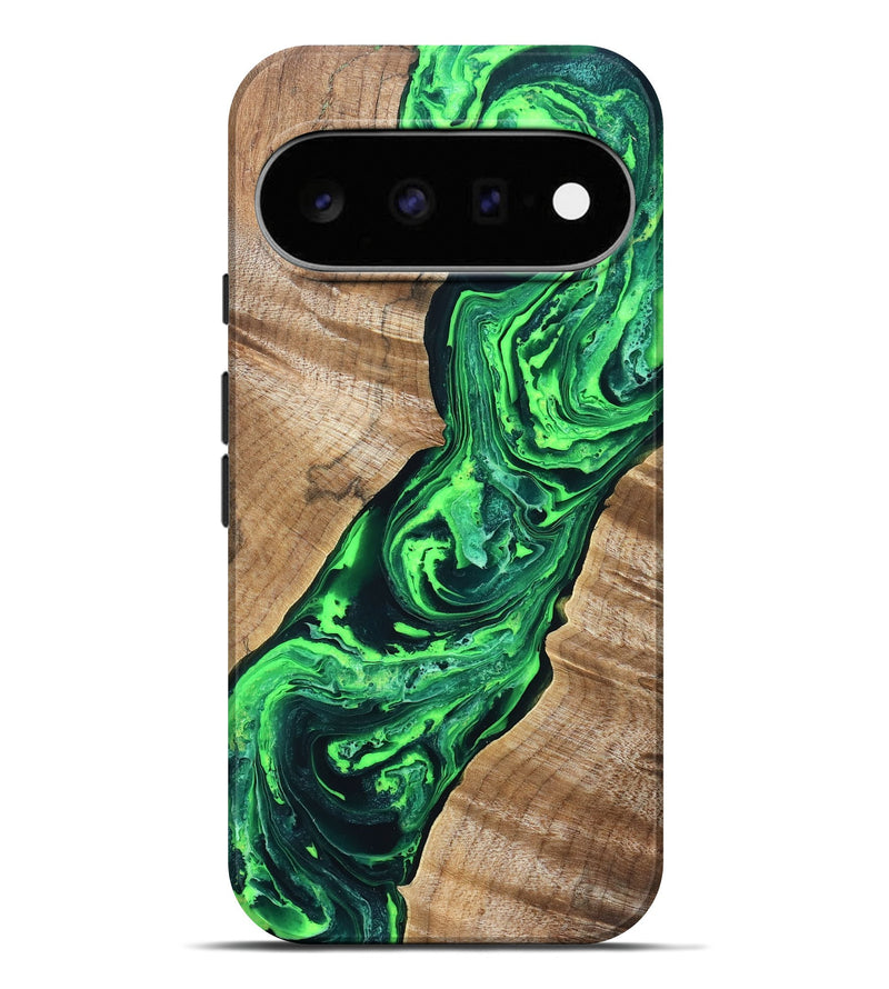 Pixel 11 Pro XL Wood Live Edge Phone Case - Tobe (Green, 831620)