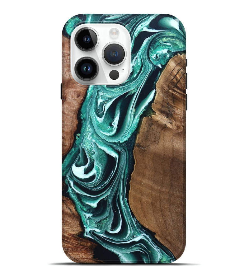iPhone 15 Pro Max Wood Live Edge Phone Case - Ignacio (Green, 831621)