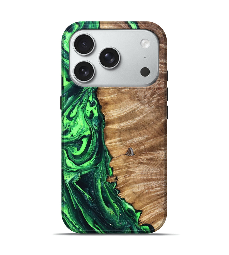 iPhone 18 Pro Wood Live Edge Phone Case - Kasey (Green, 831622)